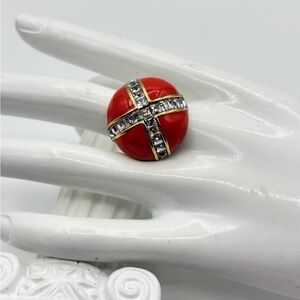 Heidi Daus Faux Coral Statement Ring Retired Taos Chic Line JP450